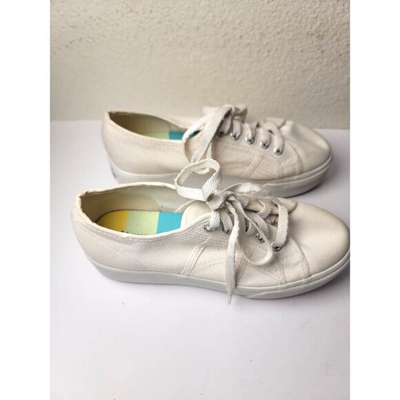 Superga Unisex White Canvas Platform Sneakers Lace-Up Casual Shoes Size M6/ W 7. - Picture 3 of 13